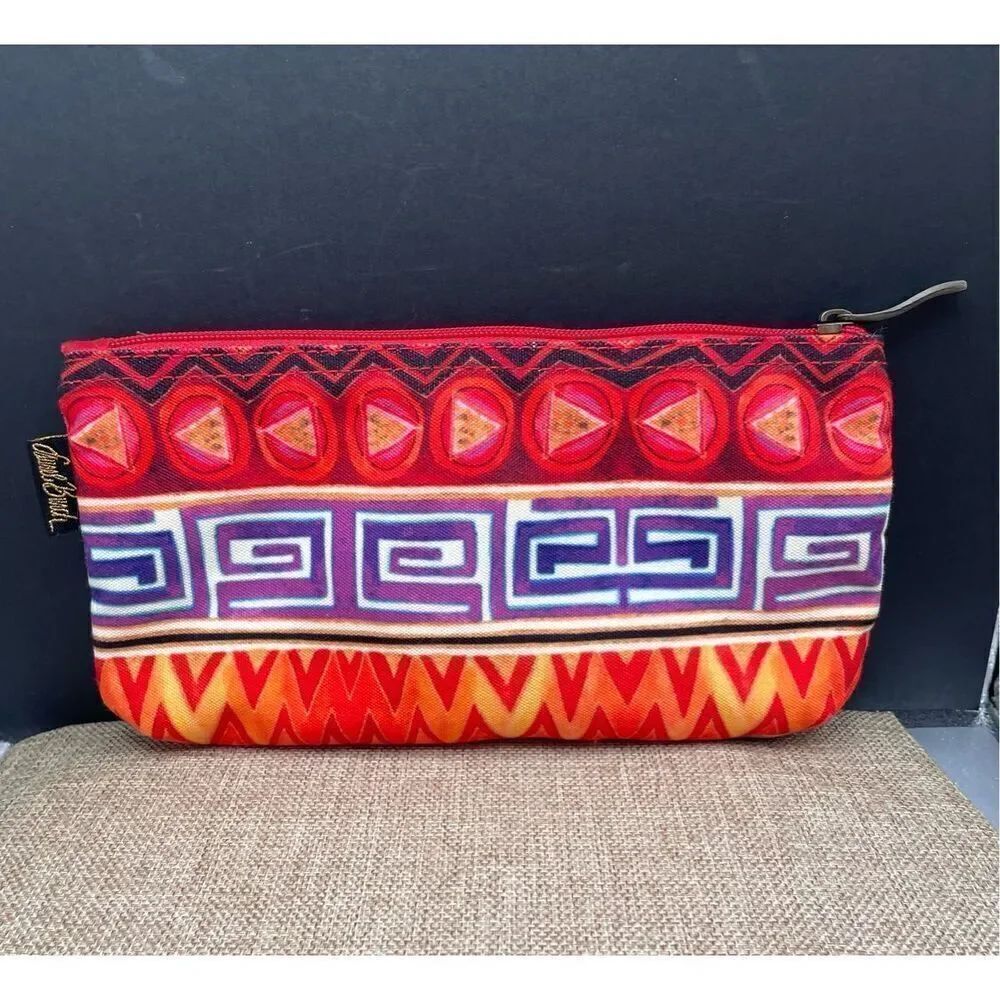 Laurel Burch Cosmetic Bag Colorful Aztec Southwestern Print NWOT